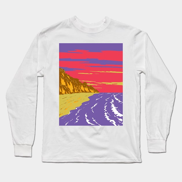 El Capitan State Beach on Gaviota Coast in Santa Barbara California WPA Poster Art Long Sleeve T-Shirt by retrovectors